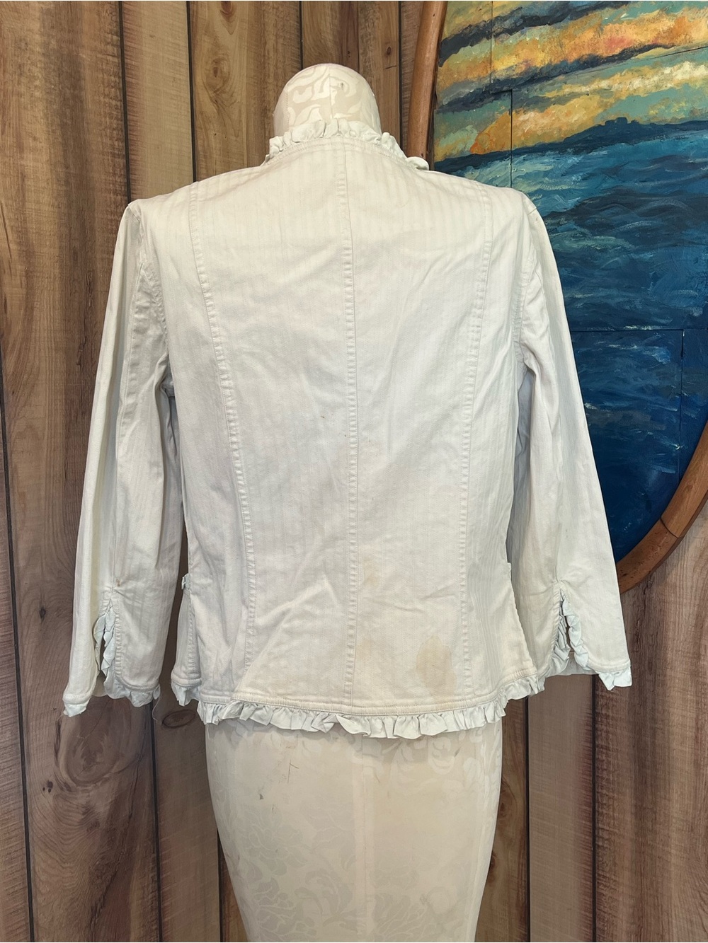 💋 Ivory Ruffle-Trim Blazer - Picture 2 of 6